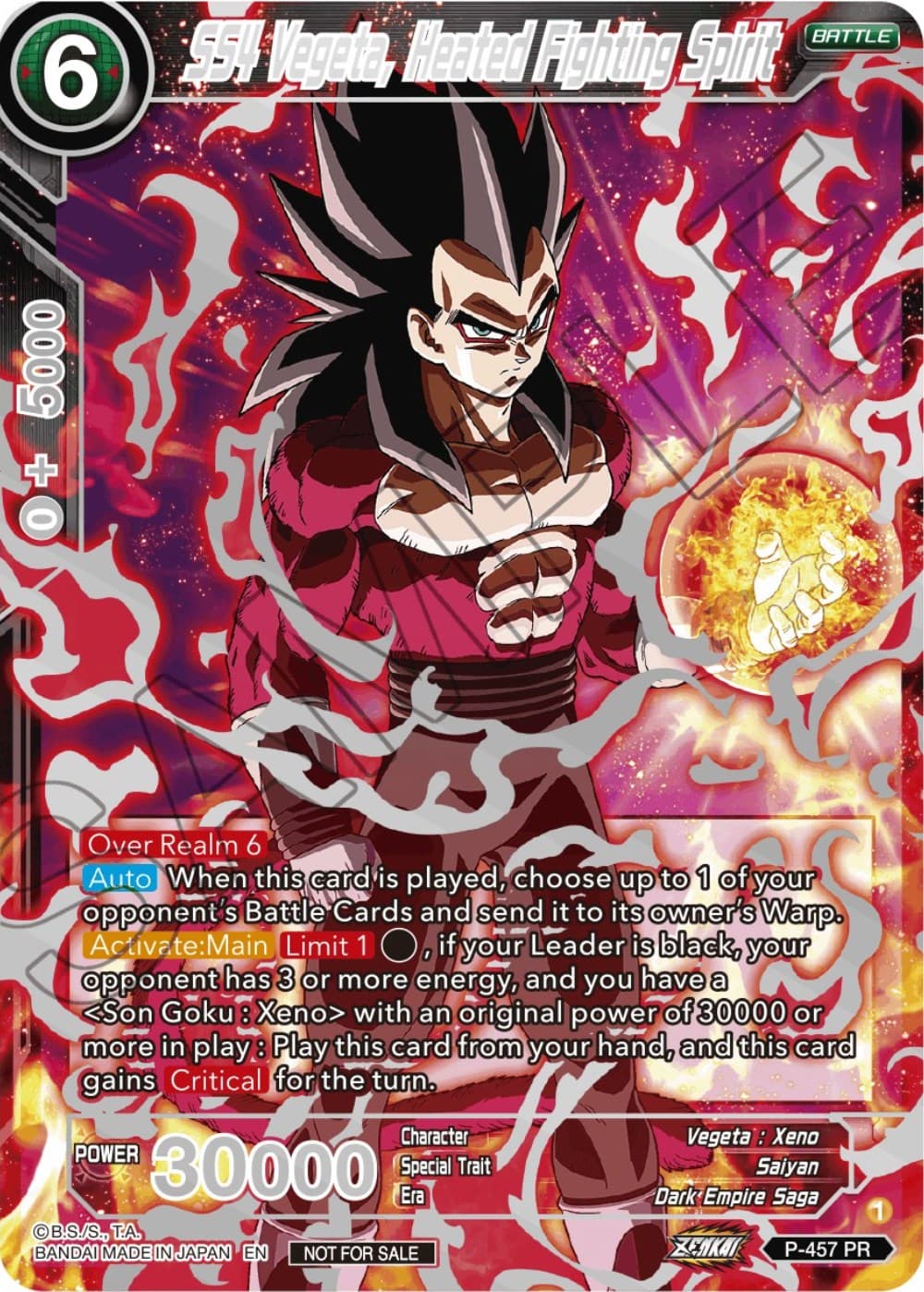 SS4 Vegeta, Heated Fighting Spirit (Championship 2023 Reward Alternate Art Card Set) (Holo) — Tournament Promotion Cards card
