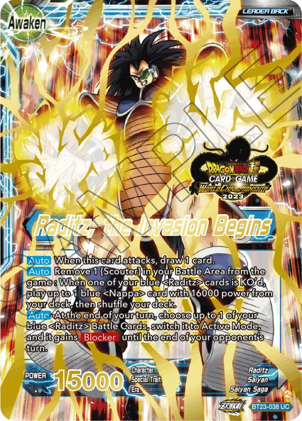 Raditz // Raditz, the Invasion Begins (2023 Worlds ZENKAI 06 Leader Set) — Tournament Promotion Cards card