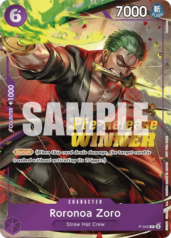 Roronoa Zoro (OP-06 Pre-Release Tournament) [Winner] — One Piece Promotion Cards card