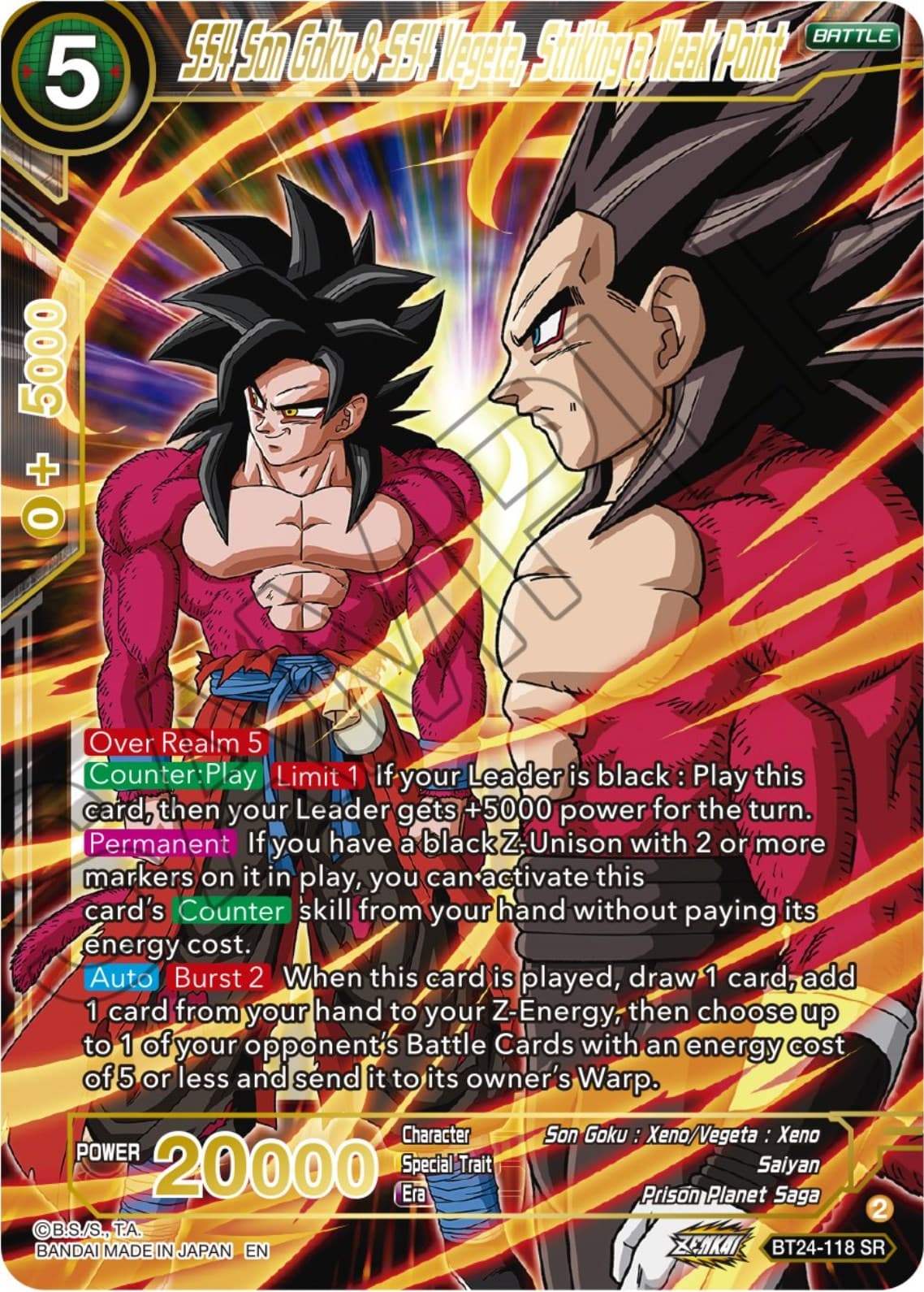 SS4 Son Goku & SS4 Vegeta, Striking a Weak Point — Beyond Generations card