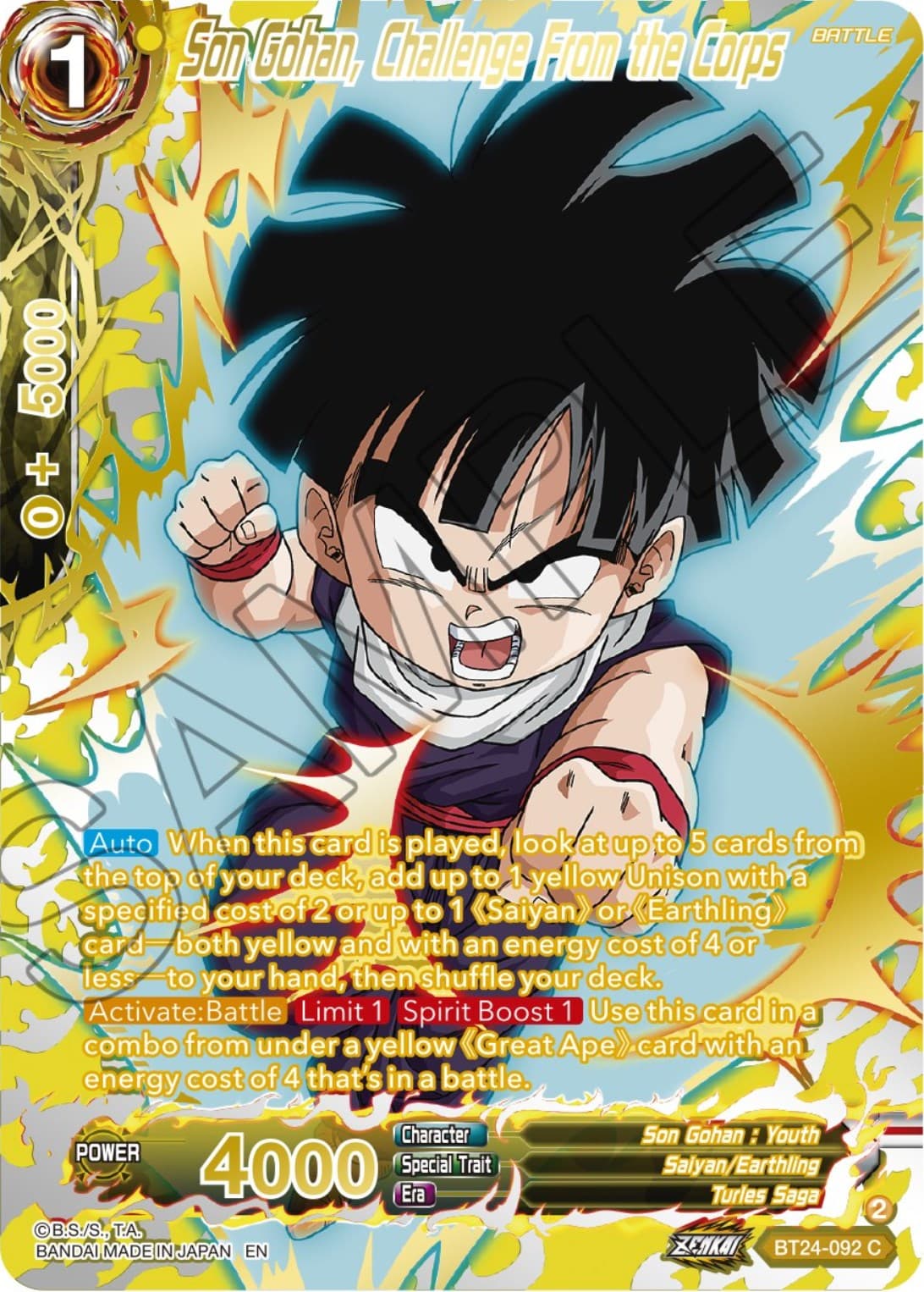 Son Gohan, Challenge From the Corps (Collector Booster Gold) — Beyond Generations card
