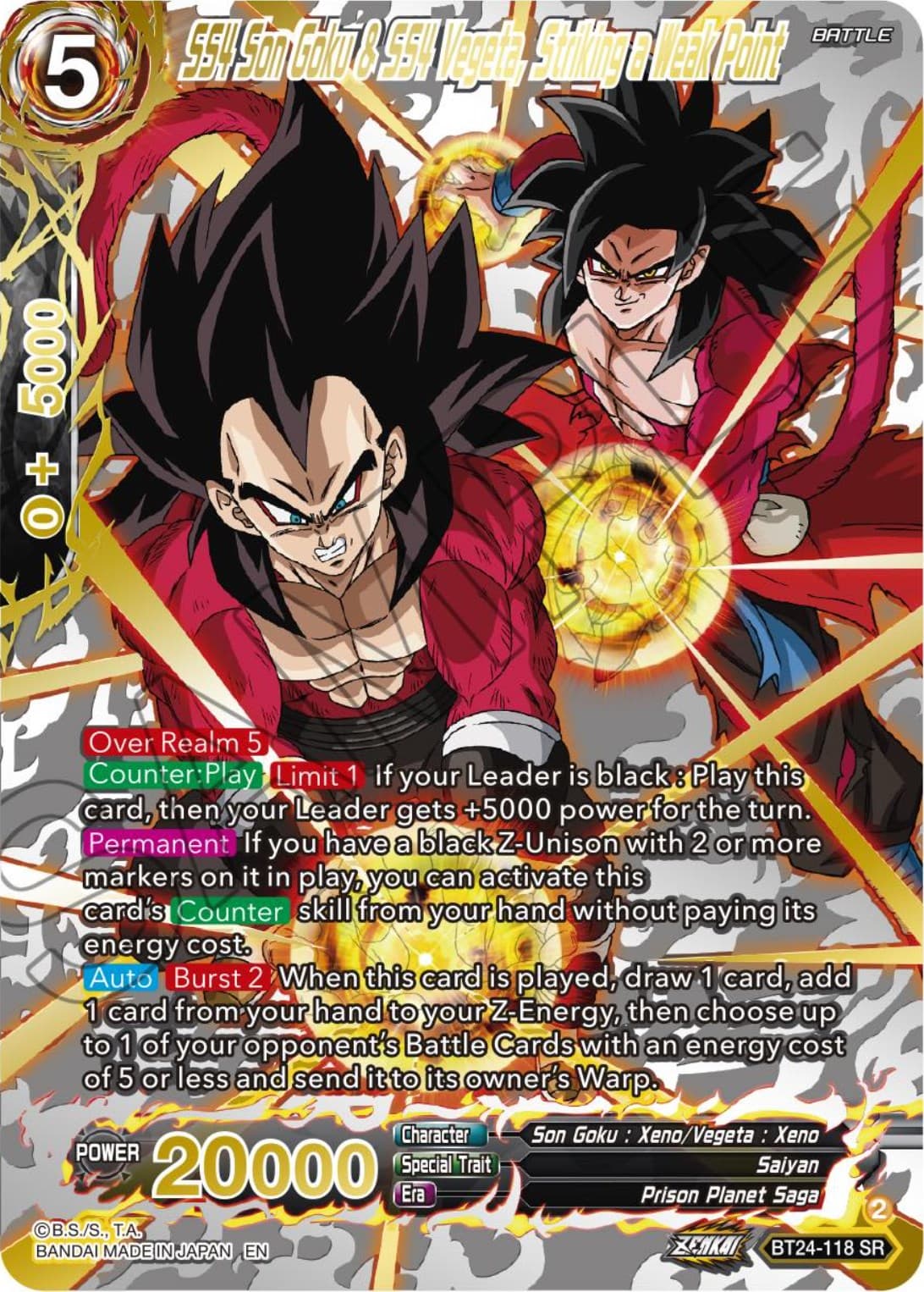 SS4 Son Goku & SS4 Vegeta, Striking a Weak Point (Collector Booster Gold) — Beyond Generations card