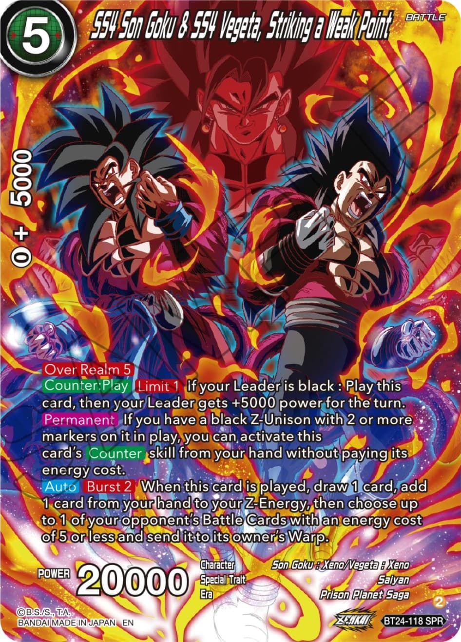 SS4 Son Goku & SS4 Vegeta, Striking a Weak Point (SPR) — Beyond Generations card
