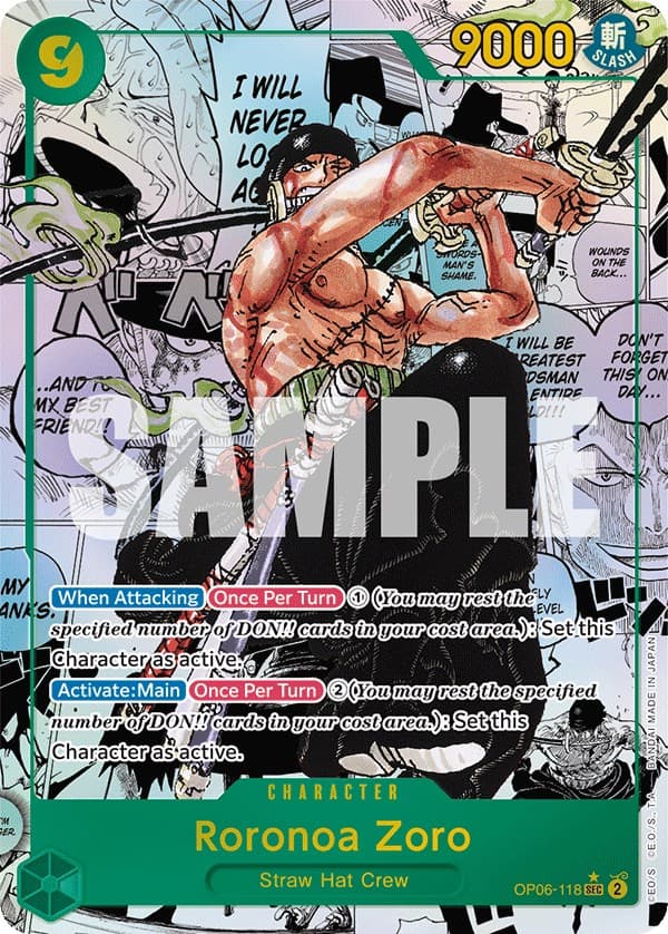Roronoa Zoro (Alternate Art) (Manga) — Wings of the Captain card