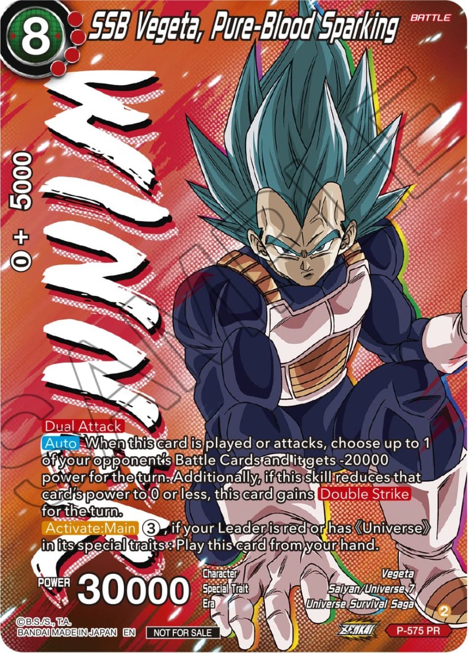 SSB Vegeta, Pure-Blood Sparking (Zenkai Series Tournament Pack Vol.7) (Winner) — Tournament Promotion Cards card