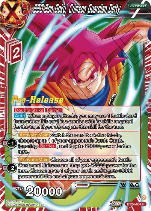 SSG Son Goku, Crimson Guardian Deity — Beyond Generations Pre-Release Cards card