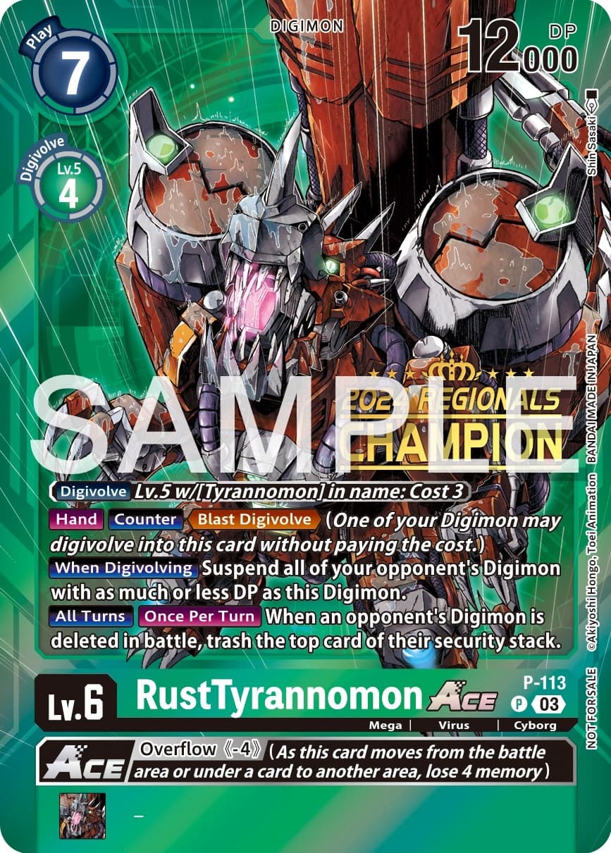 RustTyrannomon ACE - P-113 (2024 Regionals Champion) — Digimon Promotion Cards card