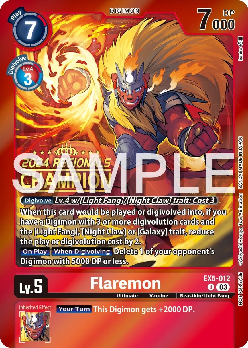 Flaremon (2024 Regionals Champion) — Animal Colosseum card