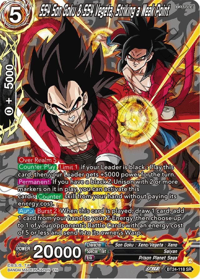 SS4 Son Goku & SS4 Vegeta, Striking a Weak Point (Collector Booster Silver) — Beyond Generations card