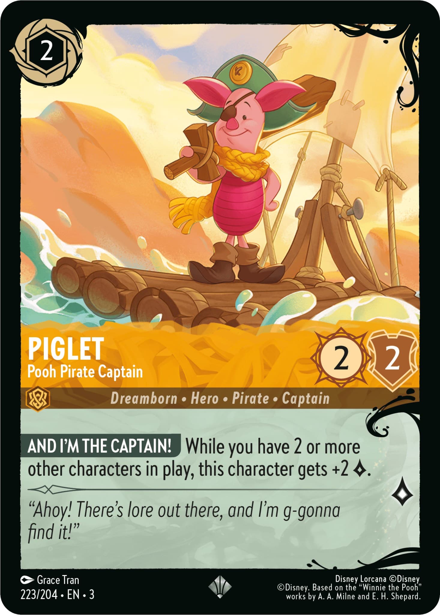 Piglet - Pooh Pirate Captain (223/204) — Illumineer's Quest: Deep Trouble card