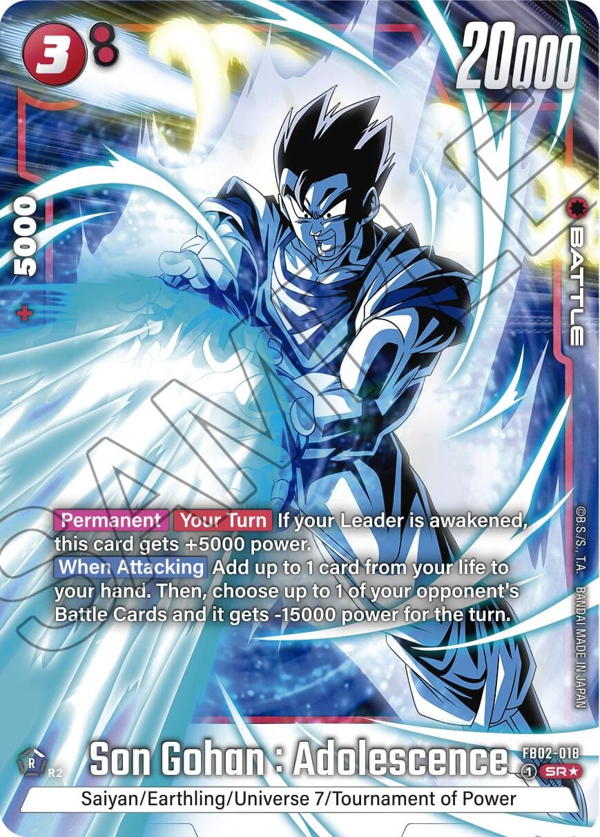 Son Gohan : Adolescence - FB02-018 (Alternate Art) — Blazing Aura card