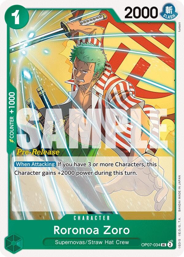 Roronoa Zoro (034) — 500 Years in the Future Pre-Release Cards card