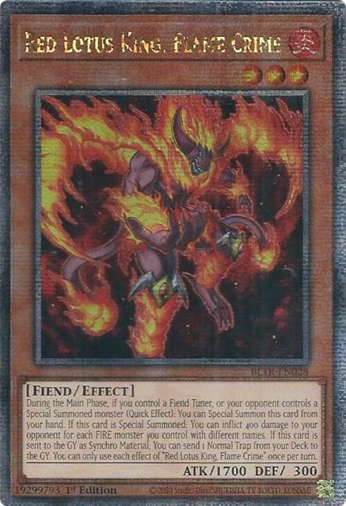 Red Lotus King, Flame Crime (Quarter Century Secret Rare) — Battles of Legend: Terminal Revenge card