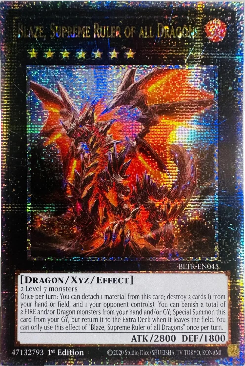 Blaze, Supreme Ruler of all Dragons (Quarter Century Secret Rare) — Battles of Legend: Terminal Revenge card