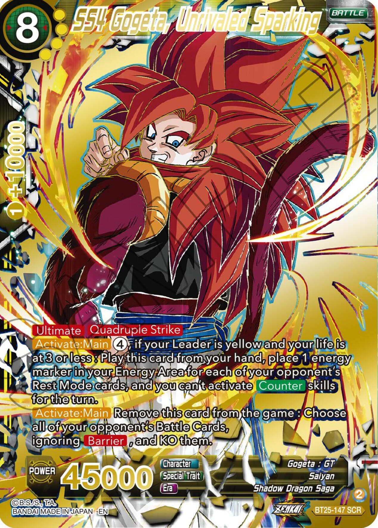 SS4 Gogeta, Unrivaled Sparking — Legend of the Dragon Balls card