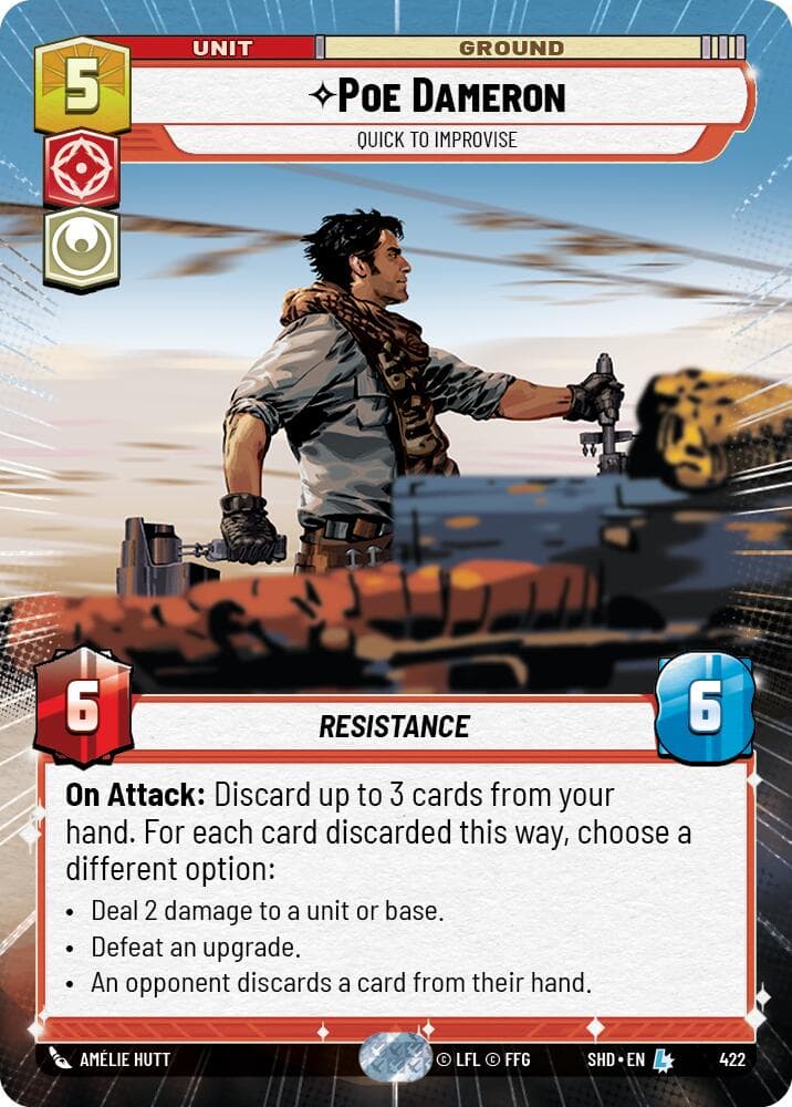 Poe Dameron - Quick to Improvise (Hyperspace) — Shadows of the Galaxy card