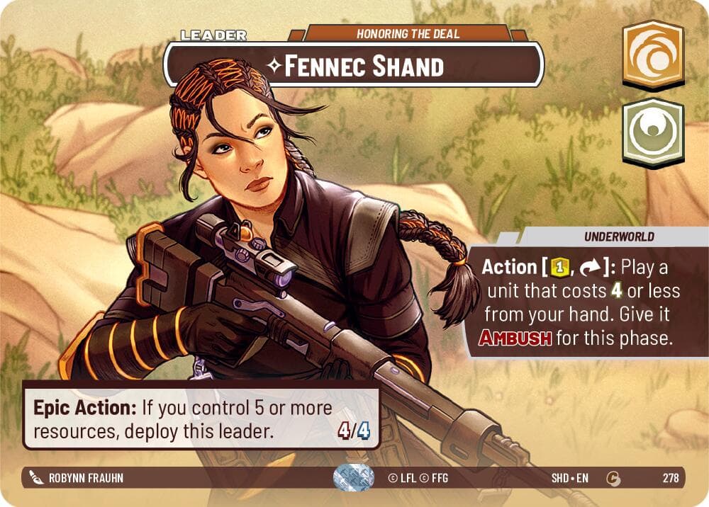 Fennec Shand - Honoring the Deal (Showcase) — Shadows of the Galaxy card