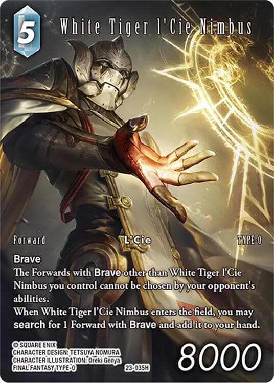 White Tiger l'Cie Nimbus (Full Art) — Hidden Trials card