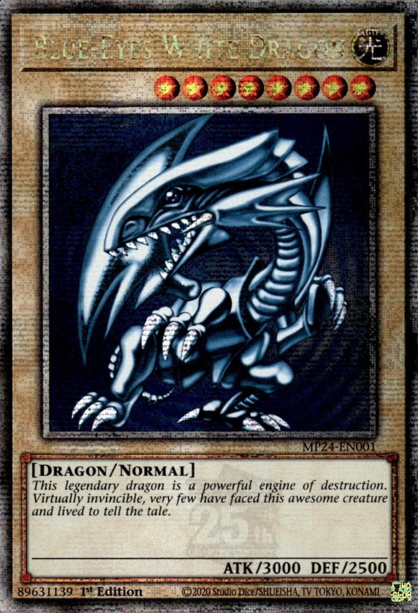 Blue-Eyes White Dragon (Quarter Century Secret Rare) — 25th Anniversary Tin: Dueling Mirrors card