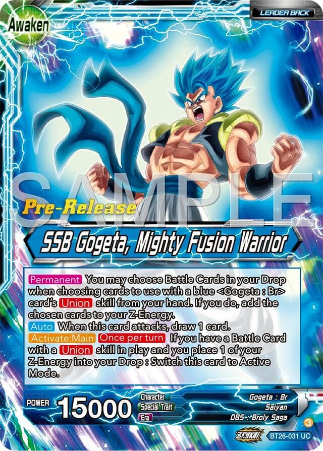Gogeta // SSB Gogeta, Mighty Fusion Warrior — Ultimate Advent Pre-Release Cards card