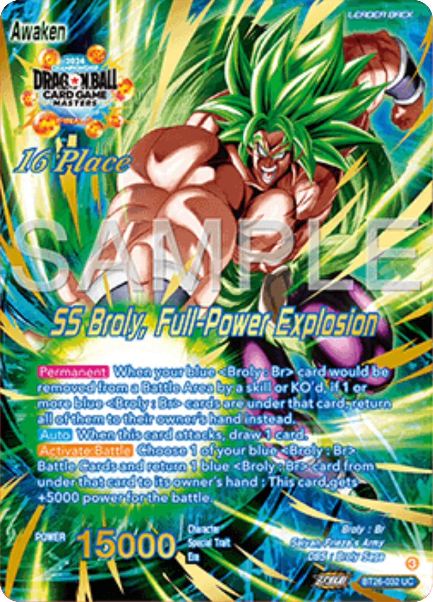 Broly // SS Broly, Full-Power Explosion (Top 16) — Tournament Promotion Cards card
