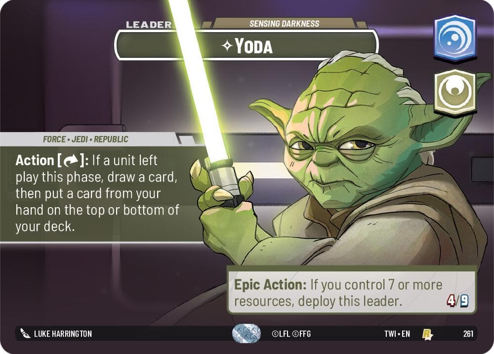 Yoda - Sensing Darkness (Showcase) — Twilight of the Republic card