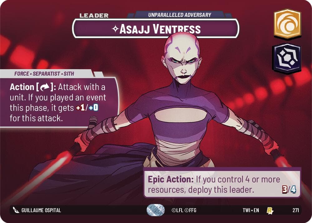 Asajj Ventress - Unparalleled Adversary (Showcase) — Twilight of the Republic card