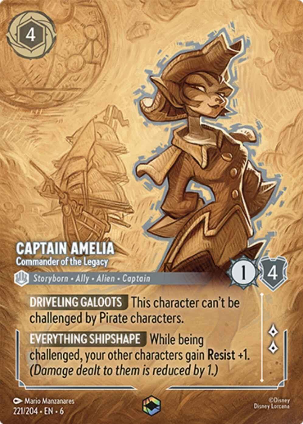 Captain Amelia - Commander of the Legacy (Enchanted) — Azurite Sea card