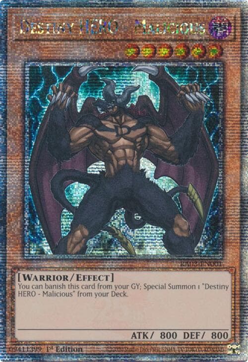 Destiny HERO - Malicious (Quarter Century Secret Rare) — Quarter Century Bonanza card