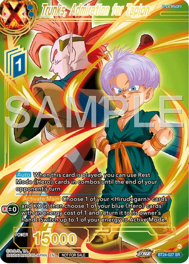Trunks, Admiration for Tapion (Championship 2024 Finals Zenkai Pack) (Gold Stamped) — Tournament Promotion Cards card