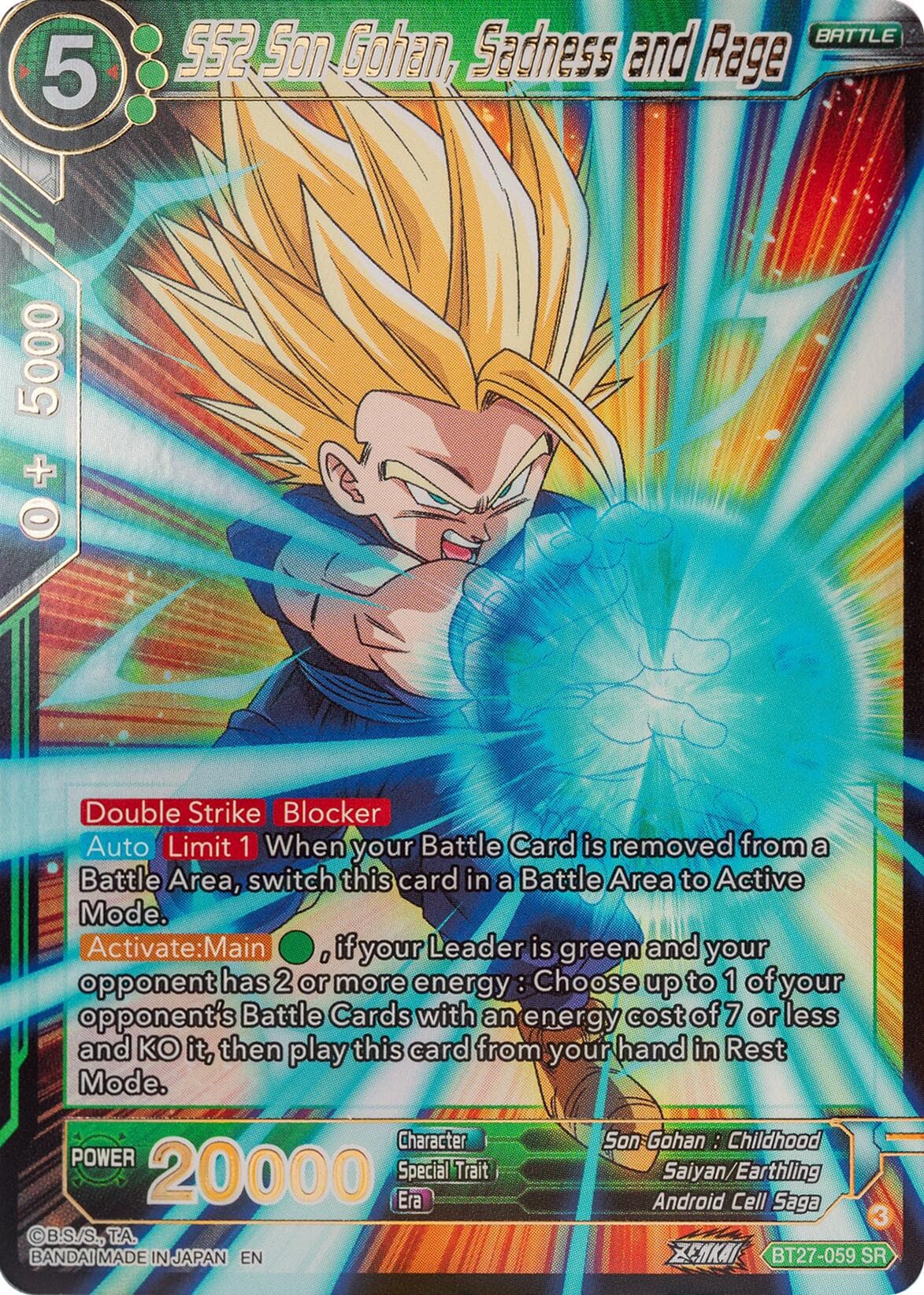 SS2 Son Gohan, Sadness and Rage — History of Z card