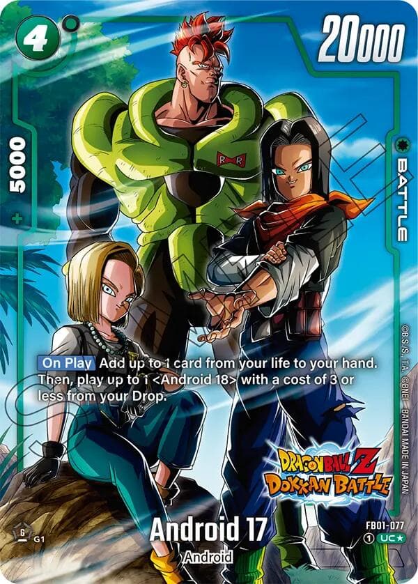 Android 17 - FB01-077 (Dragon Ball Z Dokkan Battle Alternate Art) — Awakened Pulse Alternate Art Reprints card
