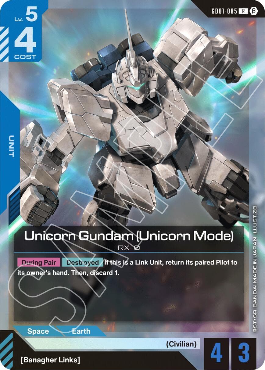 Unicorn Gundam (Unicorn Mode) — Edition Beta card