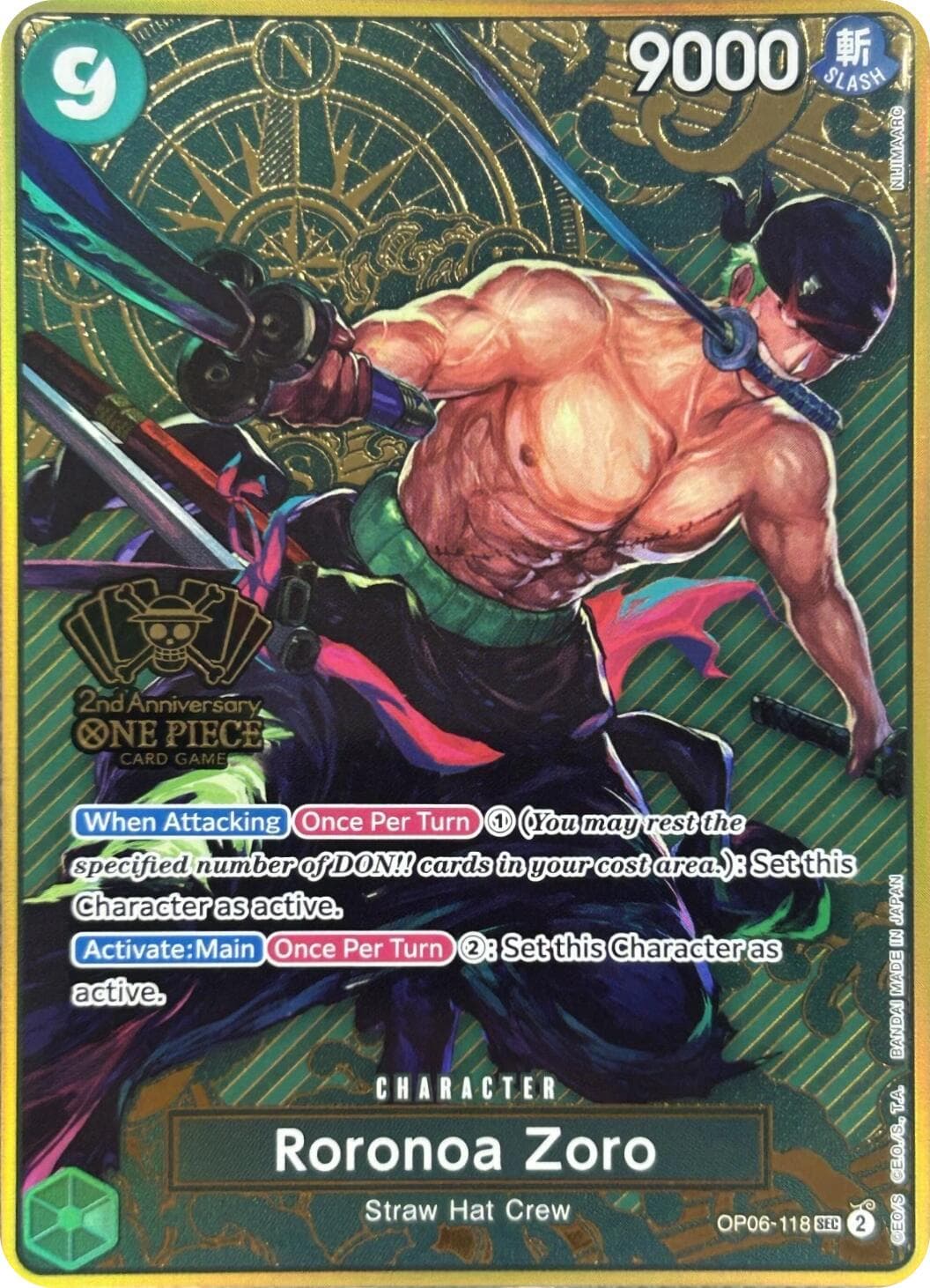 Roronoa Zoro (One Piece Japanese Version 2nd Anniversary Set) — One Piece Promotion Cards card