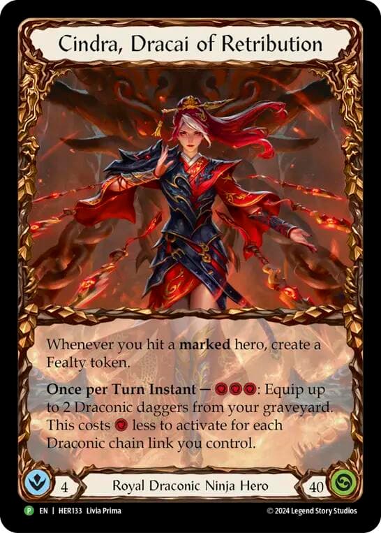 Cindra, Dracai of Retribution - HER133 — Flesh and Blood: Promo Cards card