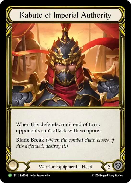 Kabuto of Imperial Authority (Golden) - FAB292 — Flesh and Blood: Promo Cards card