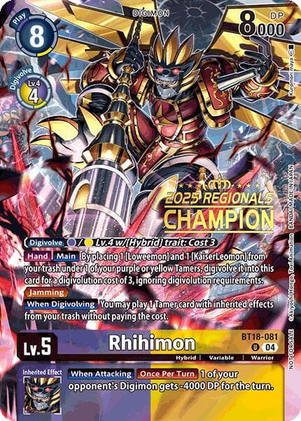 Rhihimon (2025 Regionals Champion) — Release Special Booster 2.0 card