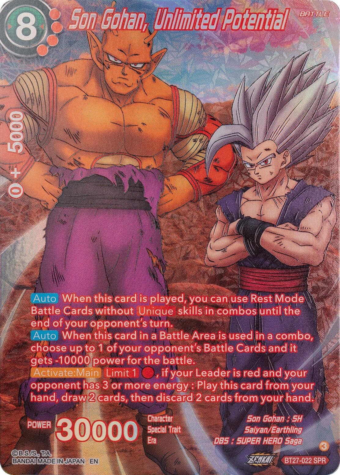 Son Gohan, Unlimited Potential (SPR) — History of Z card