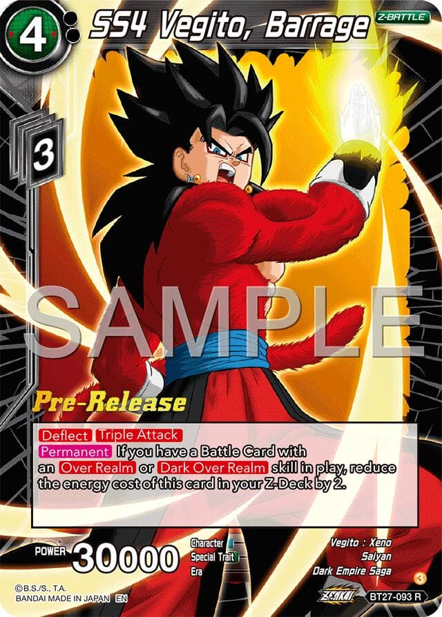 SS4 Vegito, Barrage — History of Z Pre-Release Cards card