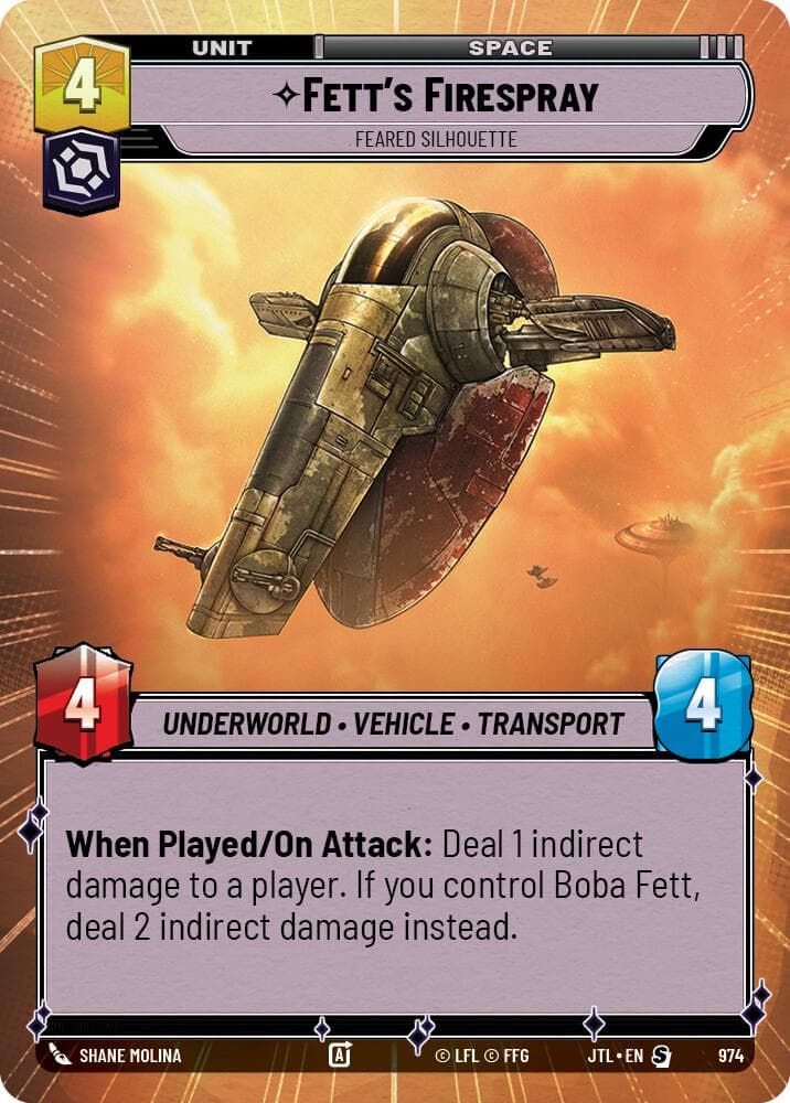 Fett's Firespray - Feared Silhouette (Hyperspace Foil) — Jump to Lightspeed card