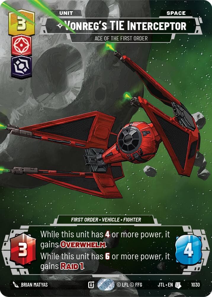Vonreg's TIE Interceptor - Ace of the First Order (Prestige) — Jump to Lightspeed card