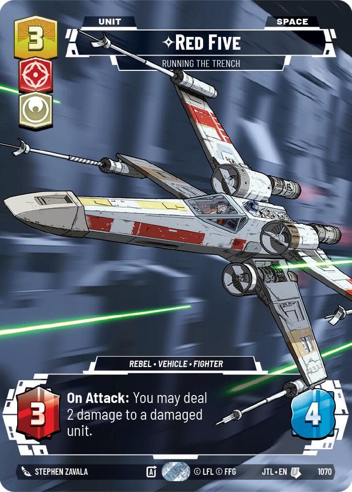 Red Five - Running the Trench (Prestige Foil) — Jump to Lightspeed card