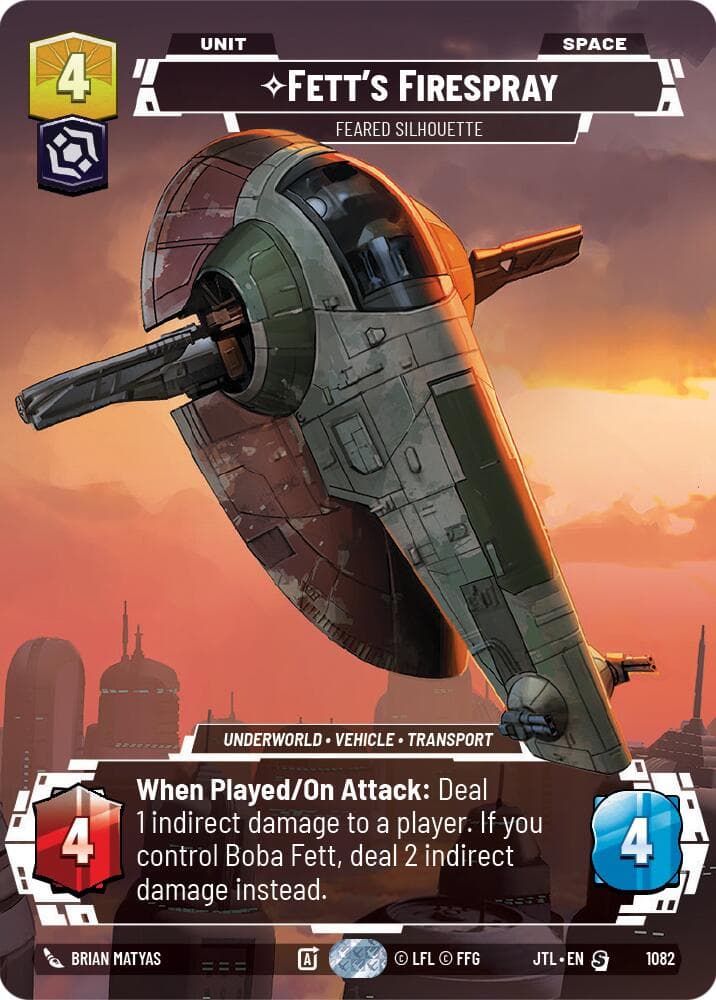 Fett's Firespray - Feared Silhouette (Prestige Foil) — Jump to Lightspeed card