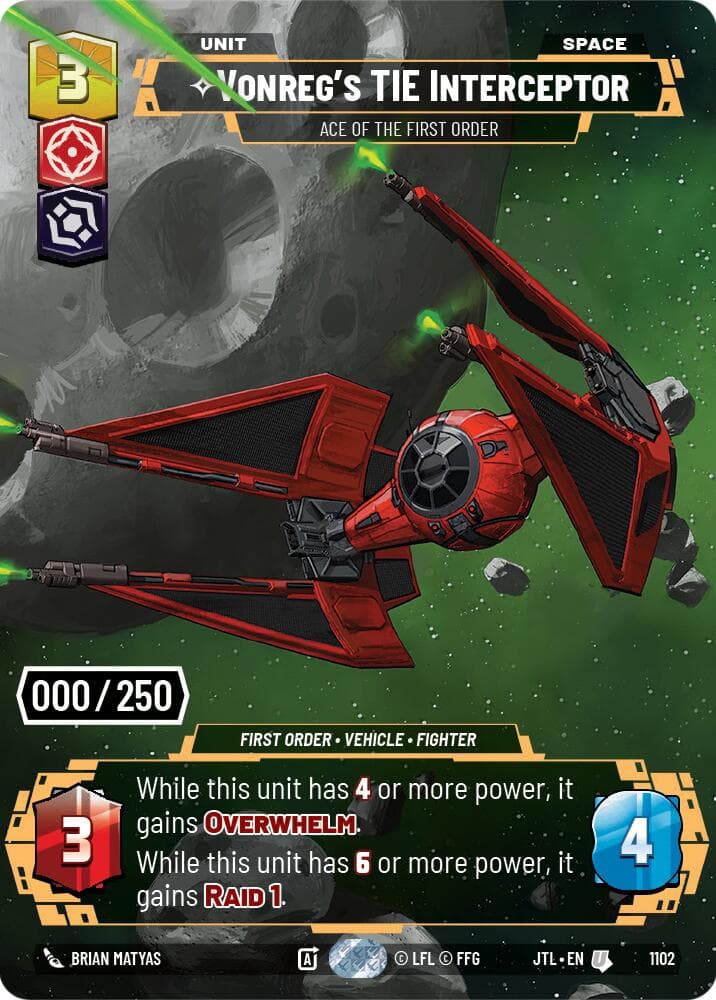 Vonreg's TIE Interceptor - Ace of the First Order (Serialized) — Jump to Lightspeed card