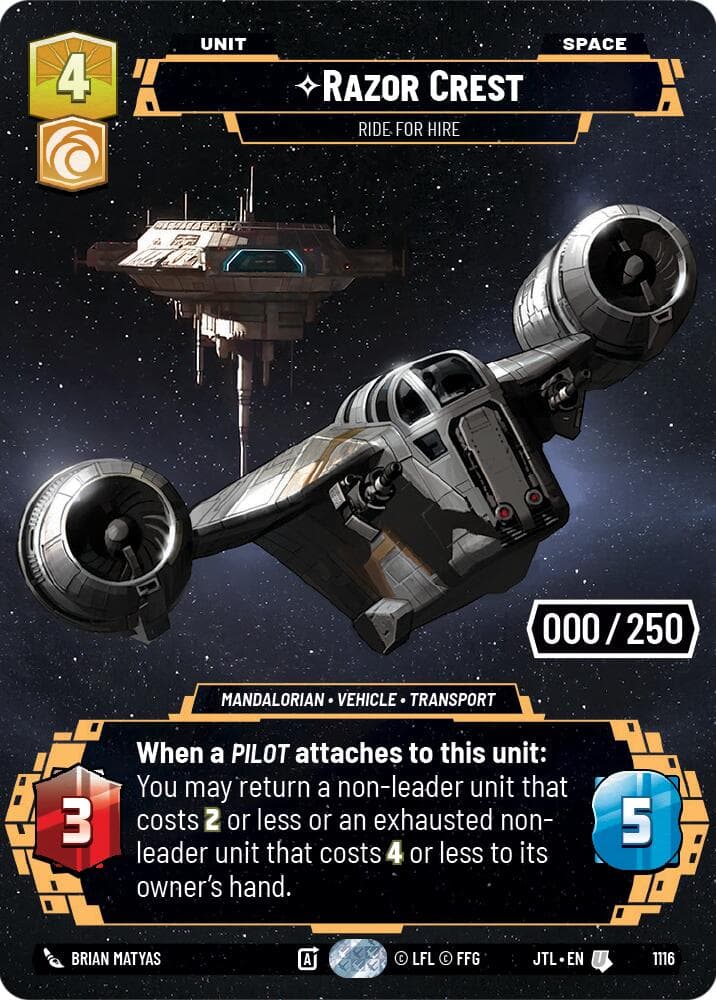 Razor Crest - Ride For Hire (Serialized) — Jump to Lightspeed card
