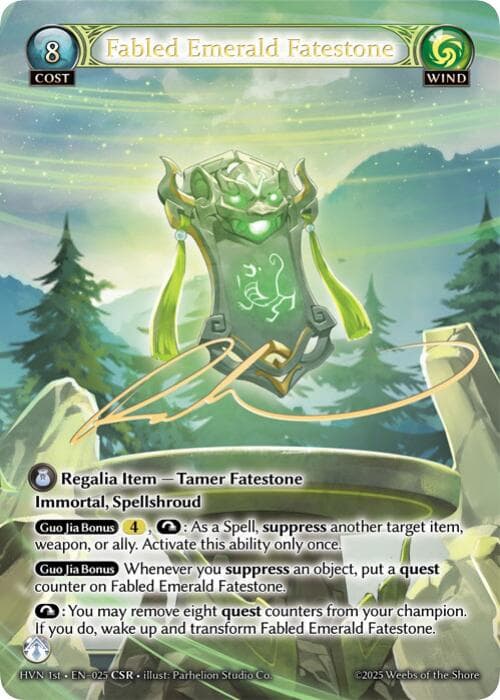 Fabled Emerald Fatestone // Byakko, White Tiger (CSR) — Abyssal Heaven card