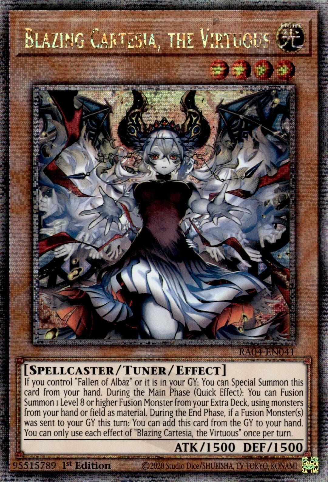 Blazing Cartesia, the Virtuous (New Art) (Quarter Century Secret Rare) — Quarter Century Stampede card