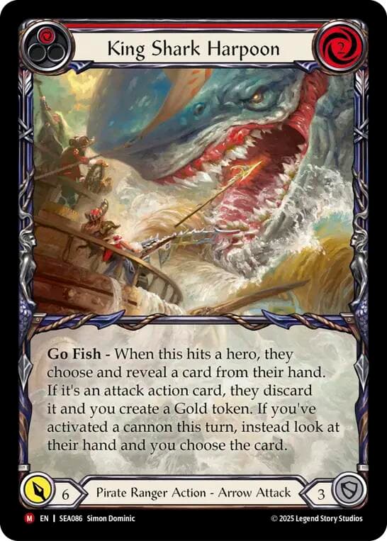 King Shark Harpoon (Extended Art) — High Seas card