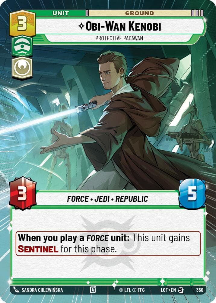 Obi-Wan Kenobi - Protective Padawan (Hyperspace) — Legends of the Force card