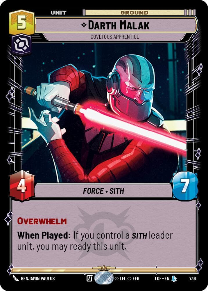 Darth Malak - Covetous Apprentice (Foil) — Legends of the Force card